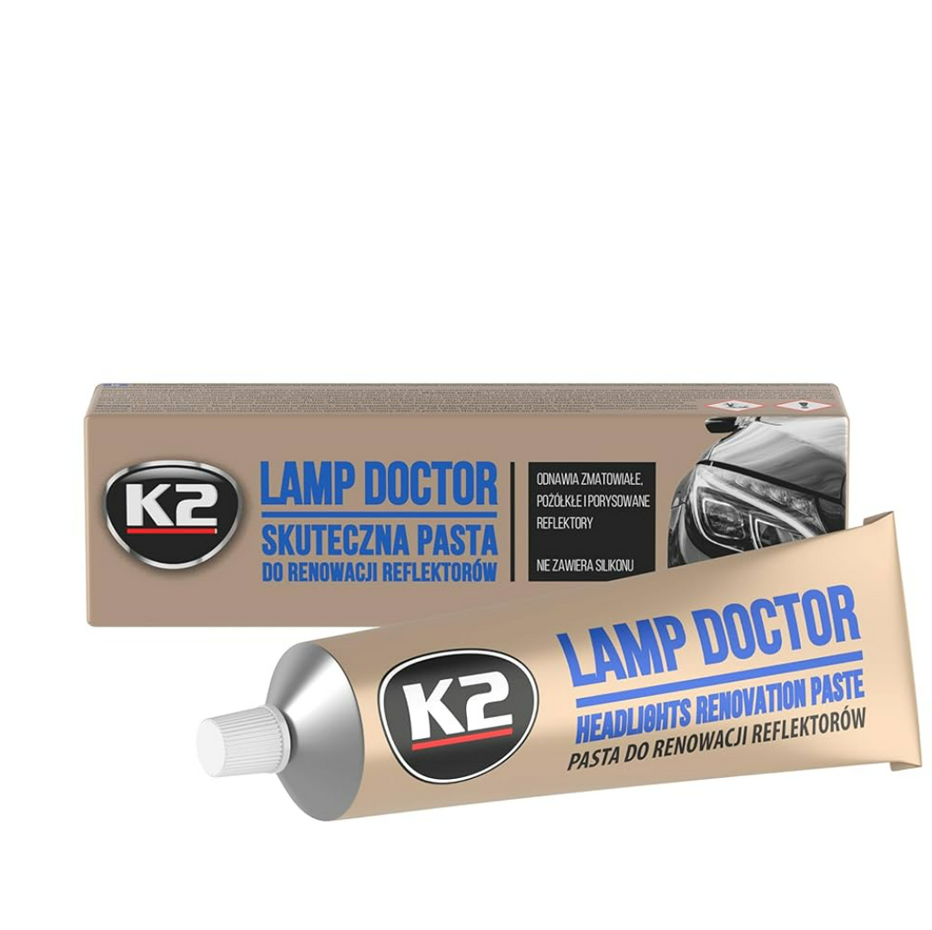 K2 Lamp Doctor – معجون تلميع وتجديد أضواء السيارة لإزالة الخدوش والاصفرار (60g)