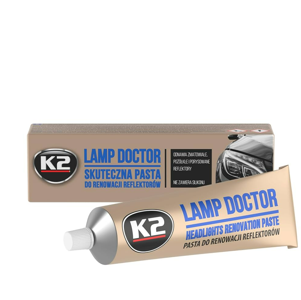 K2 Lamp Doctor – معجون تلميع وتجديد أضواء السيارة لإزالة الخدوش والاصفرار (60g)
