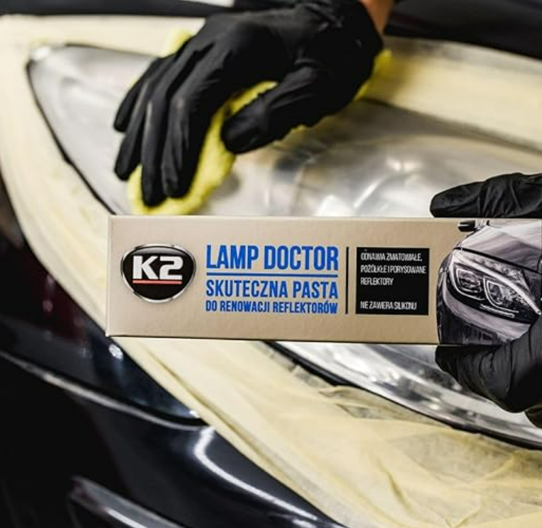 K2 Lamp Doctor – معجون تلميع وتجديد أضواء السيارة لإزالة الخدوش والاصفرار (60g)