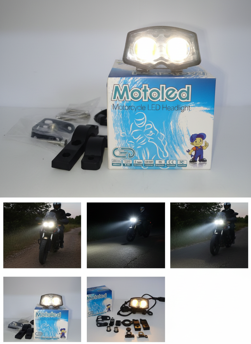كشاف Motoled المزدوج للدراجات النارية -الغواص  إضاءة LED فائقة القوة للطرق الوعرة والظلام الدامس