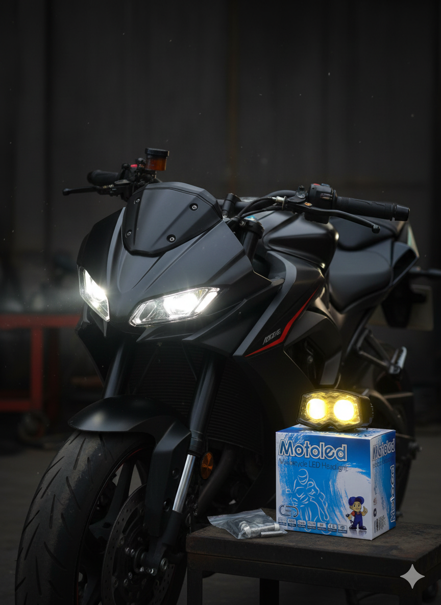 كشاف Motoled المزدوج للدراجات النارية -الغواص  إضاءة LED فائقة القوة للطرق الوعرة والظلام الدامس